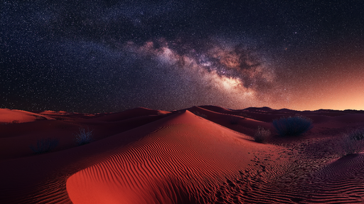 Papier peint désert stellaire Paysage de dunes rouges sous un ciel étoilé