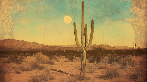 Papier peint désertique Cactus majestueux sous un ciel ensoleillé