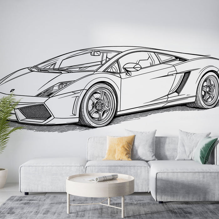 Papier peint dessin de voiture de sport | Lamborghini Gallardo en illustration