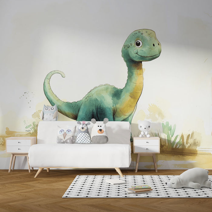 Papier peint dinosaure | Diplodocus Coloré et Souriant