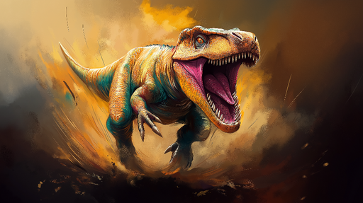 Papier peint dinosaure Illustration Épique du Tyrannosaure Rugissant