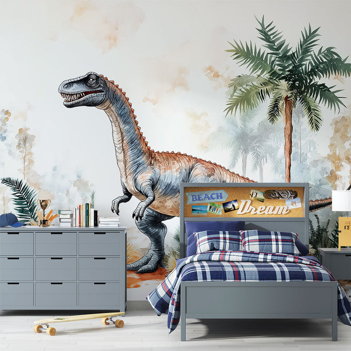 Papier peint dinosaure | Spinosaurus dans un décor tropical