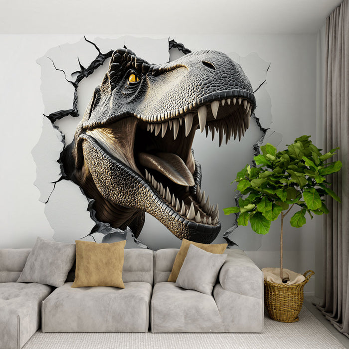 Papier peint dinosaure | Tête de Tyrannosaure en relief