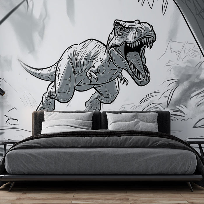 Papier peint dinosaure | Tyrannosaure en pleine course