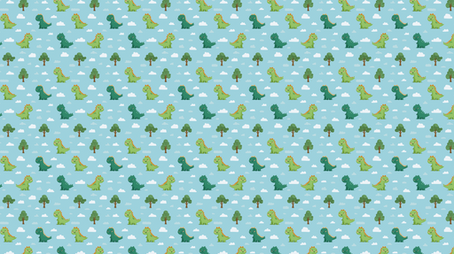 Papier peint dinosaures Adorable motif de dinosaures colorés et d'arbres sur fond bleu