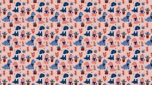 Papier peint dinosaures Charmants dinosaures colorés avec écharpes et plantes