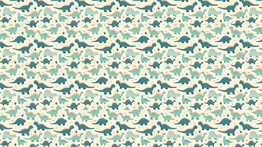 Papier peint dinosaures Motif ludique avec différents dinosaures en couleurs douces