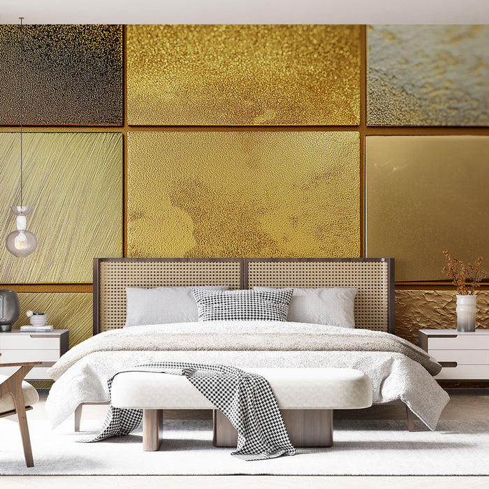 Papier peint doré avec échantillons de textures élégantes pour chambre moderne