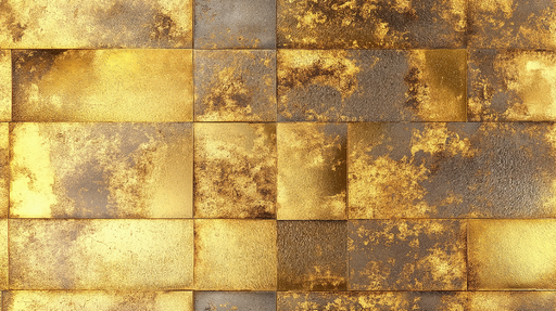 Papier peint doré Motif de carreaux dorés et argentés avec une texture riche