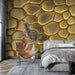 Papier peint doré avec motif texture en relief et cellules dorées pour chambre moderne