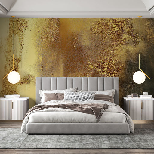 Papier peint doré avec texture élégante en nuances dorées et métalliques pour chambre moderne