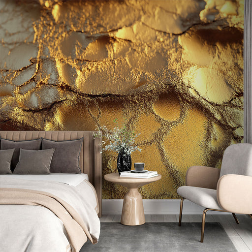 Papier peint doré avec texture luxueuse pour décoration murale de chambre moderne
