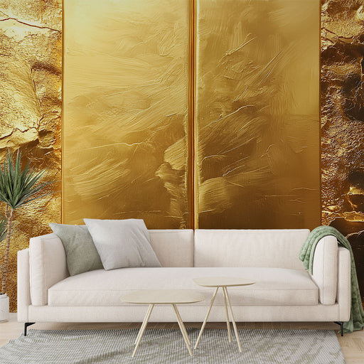 Papier peint doré avec textures riches et variées pour salon élégant