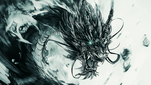 Papier peint dragon asiatique Dragon noir et vert éblouissant