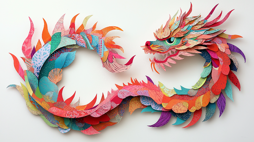 Papier peint dragon Élégante œuvre en papier multicolore
