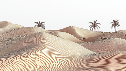 Papier peint dunes de sable Motif abstrait de dunes de sable avec palmiers