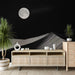 Papier peint paysage minimaliste nocturne avec dunes de sable et lune brillante pour décoration intérieure moderne