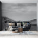 Papier peint paysage monochrome de dunes et herbes pour salon moderne