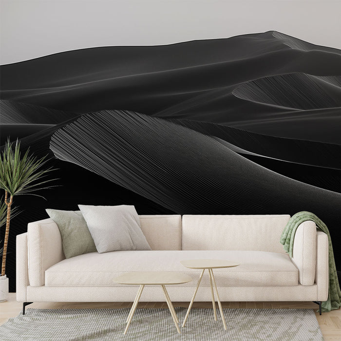 Papier peint dunes noires | Textures de dunes en noir et blanc