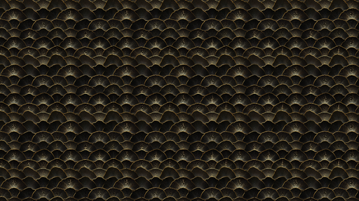 Papier peint écaille Motif d'écailles noires et dorées