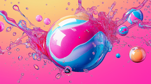 Papier peint éclaboussures colorées Effets de bulles et d'eau dynamique