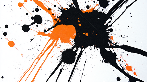 Papier peint éclaboussures Un design audacieux en noir et orange sur fond blanc