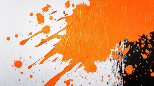 Papier peint éclats de peinture Dynamisme et éclat orange sur fond blanc et noir