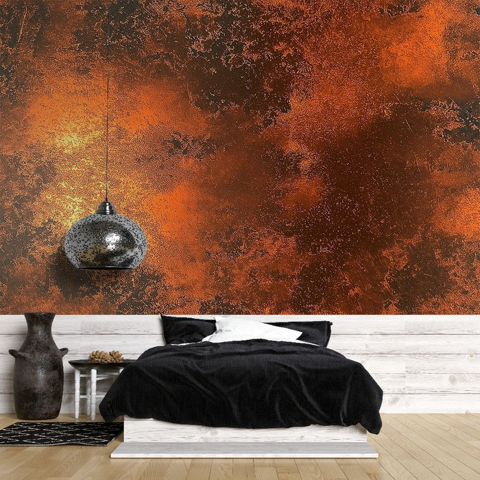 Papier peint effet métal motif cuivre avec texture sombre pour décoration murale moderne chambre adulte
