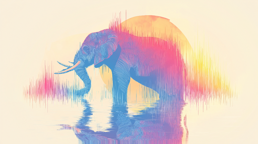 Papier peint éléphant artistique Élégant éléphant avec reflets colorés sur un fond doux
