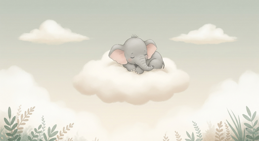 Papier peint éléphant dans les nuages Un éléphant endormi sur un nuage doux