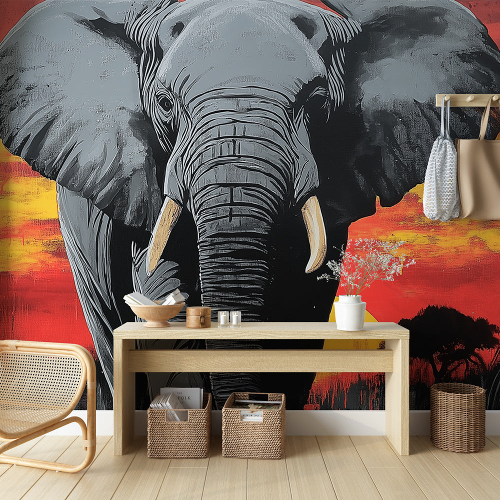 Papier Peint 3D Autocollant éléphant N05449 – Amovible, Coloré, Sans Marque