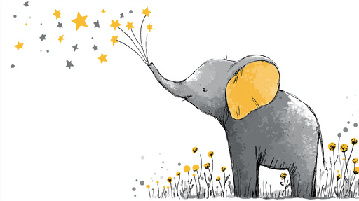 Papier peint éléphant Éléphant mignon avec des étoiles dorées en arrière-plan