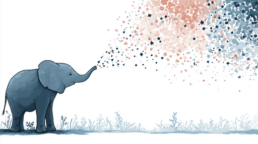 Papier peint éléphant lumineux Élégant éléphant bleu projetant des étoiles colorées