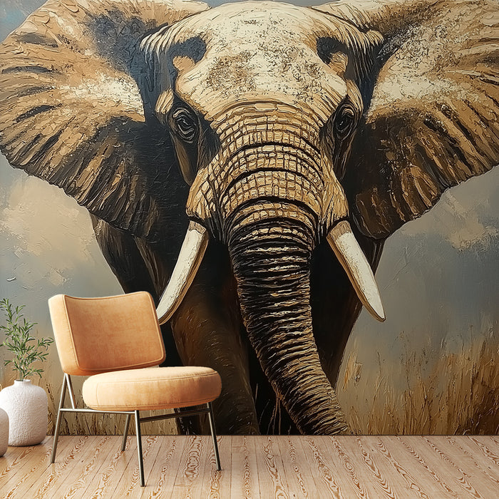 Papier peint éléphant majestueux | Art mural inspiré de la faune