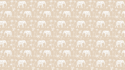 Papier peint éléphant Motif d'éléphants et de palmiers sur fond beige