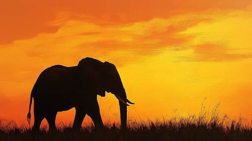 Papier peint éléphant Silhouette majestueuse au crépuscule