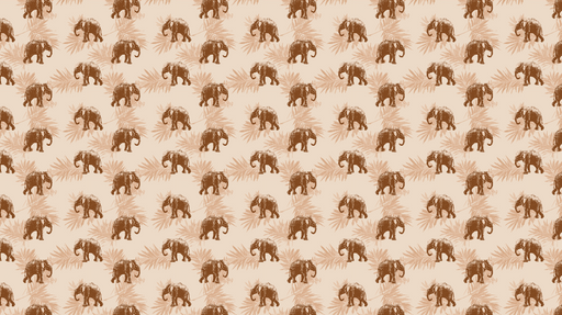 Papier peint éléphants Éléphants sur fond pastel avec des feuilles exotiques