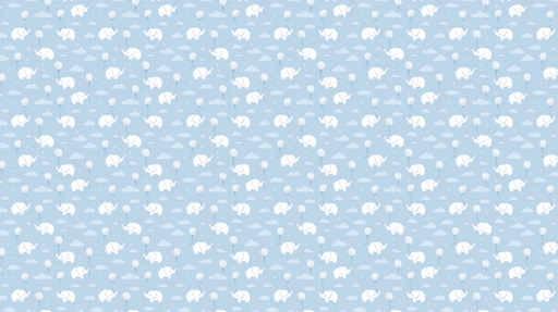 Papier peint éléphants et ballons Un motif ludique d'éléphants flottants sous des ballons sur fond bleu
