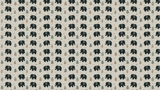 Papier peint éléphants Motif ludique d'éléphants sur fond neutre