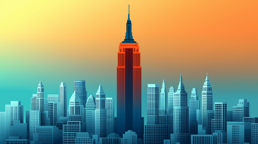 Papier peint Empire State Building Silhouette emblématique de New York au coucher de soleil