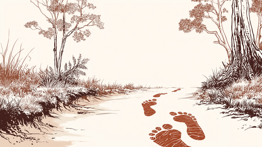 Papier peint empreintes de pas Chemin bordé d'arbres et d'herbes luxuriantes