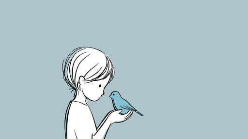 Papier peint enfant et oiseau Enfant tenant un oiseau bleu