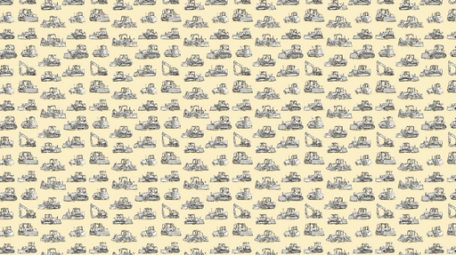 Papier peint engins de chantier Motifs illustrés d'engins de construction sur fond beige