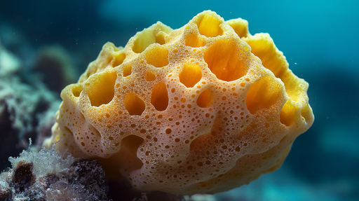 Papier peint éponge marine jaune Éponge aux formes organiques et textures uniques