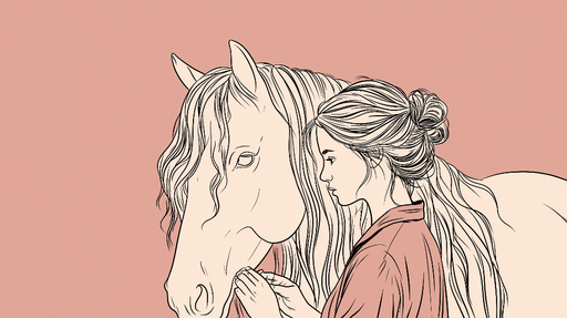 Papier peint équestre Illustration romantique d'une femme et d'un cheval