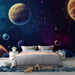 Papier peint espace avec planètes colorées sur fond étoilé pour chambre moderne