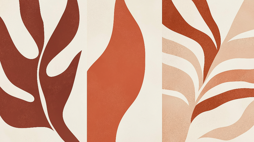 Papier peint estampes florales Bordeaux Motifs abstraits aux teintes rouges et beiges