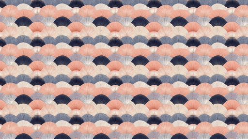 Papier peint éventails Motif coloré d'éventails en dégradé de rose et bleu