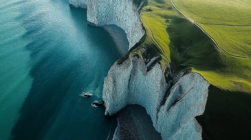Papier peint falaise côtière Éblouissante vue aérienne sur des falaises blanches et une mer turquoise