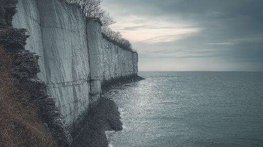 Papier peint falaise marine Élévation de falaise blanche et mer calme